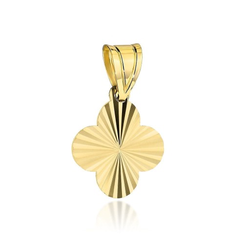 Zawieszka złota koniczynka zdobiona diamentowaniem