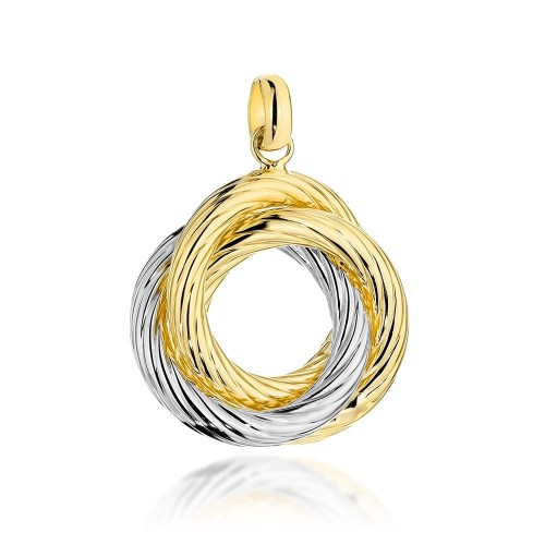 Zawieszka złota plecione kółko w dwóch kolorach złota