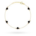 Bransoletka złota z czarnymi kamieniami i diamentowanymi kulkami