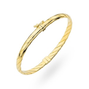 Bransoletka złota sztywna w poprzek zdobiona próba 585