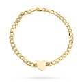 Bransoletka złota płaskie serce na łańcuszku pancerka